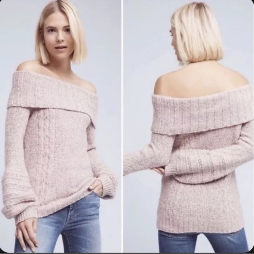 Anthropologie Sleeping on Snow Sweater - Marled / Heathered Pink